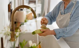 Mujer limpiando un calabazín